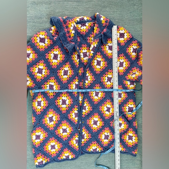 Handmade Crochet Wide Sleeve Open Front Sweater with POCKETS! NOWT - Picture 9 of 15